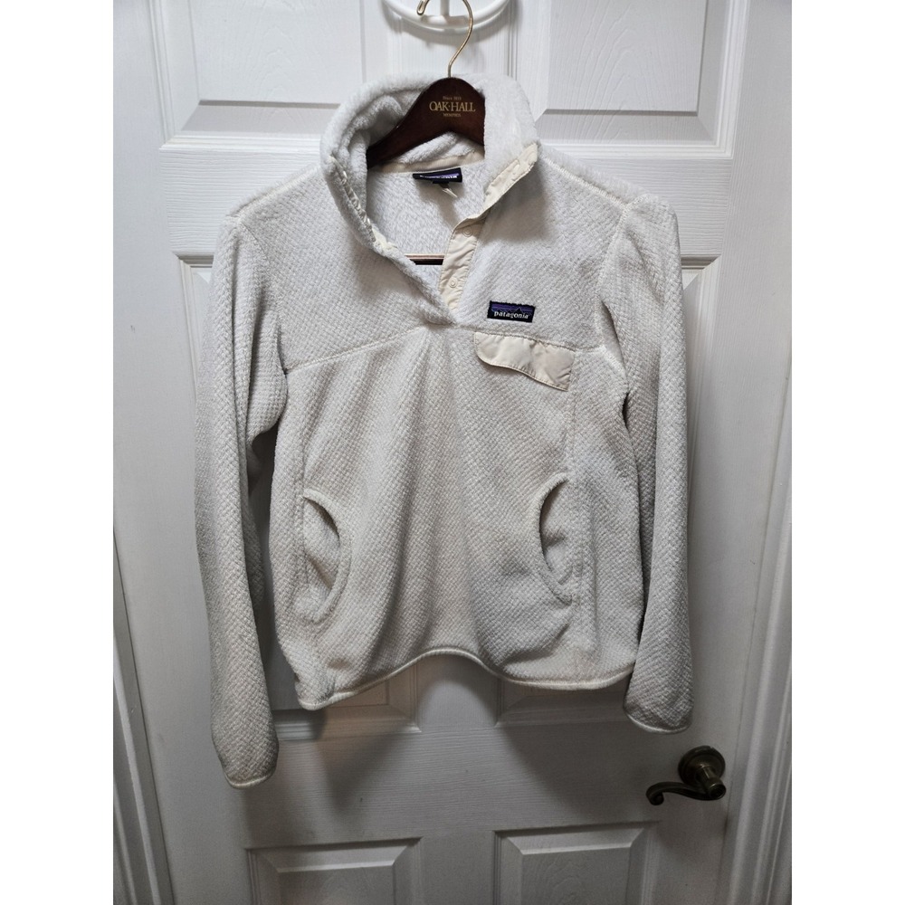 Patagonia Polartec Re-Tool Snap-T Pullover Sweater White Womens S
